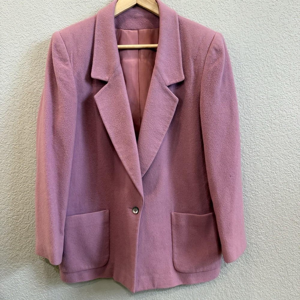 Lavender Cashmere One Button Blazer Vintage 60s-70s Spiegel Made In USA